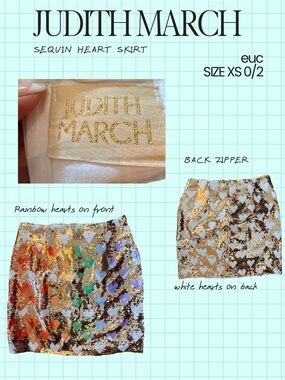 Judith March Rainbow Sequin Heart Mini Skirt - Gold & Multicolor